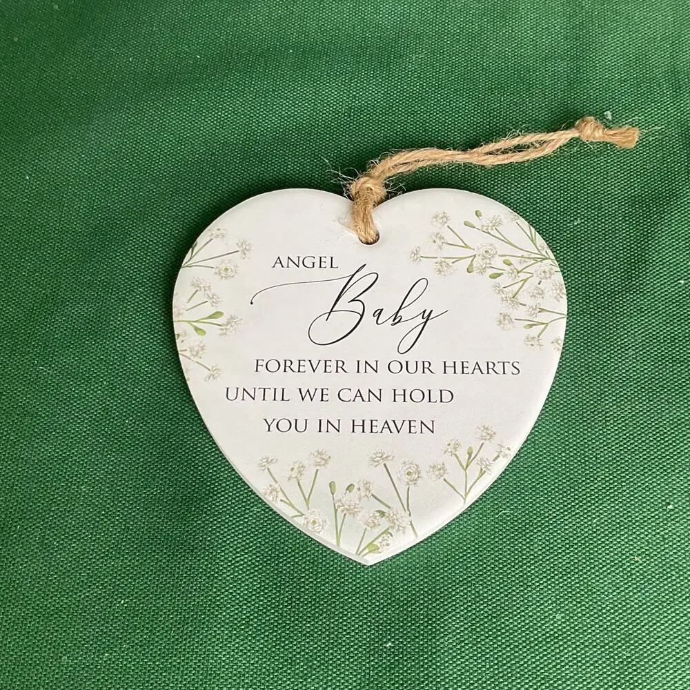 Angel Baby Remembrance Heart Christmas Ornament - Memorial Keepsake